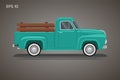 Old retro pickup truck vector illustration. Vintage transport vehicle Royalty Free Stock Photo