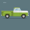 Old retro pickup truck vector illustration. Vintage transport vehicle Royalty Free Stock Photo