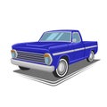 Old retro pickup truck vector illustration. Vintage transport vehicle Royalty Free Stock Photo