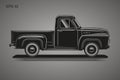 Old retro pickup truck vector illustration. Vintage transport vehicle Royalty Free Stock Photo