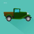 Old retro pickup truck vector illustration. Vintage transport vehicle Royalty Free Stock Photo