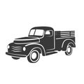 Old retro pickup truck vector illustration. Vintage transport vehicle Royalty Free Stock Photo