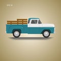 Old retro pickup truck vector illustration. Vintage transport vehicle Royalty Free Stock Photo