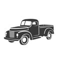 Old retro pickup truck vector illustration. Vintage transport vehicle Royalty Free Stock Photo