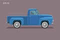 Old retro pickup truck vector illustration. Vintage transport vehicle