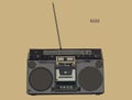 Old, retro radio waves, tuner sketch vector.