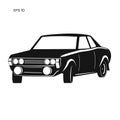 Old retro rally car vector illustration icon. Royalty Free Stock Photo