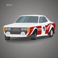 Old retro rally car vector illustration. Royalty Free Stock Photo