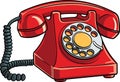 Old retro rotary telephone. Vintage red phone isolated on a white background. Vector Royalty Free Stock Photo