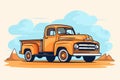 Old retro rusty american muscle pick up truck vector illustration