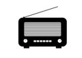Old and retro style radio. Flat style vector drawing. Black Radio icon and symbol. Outlined vector drawing.