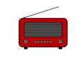 Old and retro style radio. Flat style vector drawing. Red Radio icon and symbol. Outlined vector drawing. Royalty Free Stock Photo