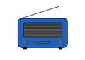Old and retro style radio. Flat style vector drawing. Blue Radio icon and symbol. Outlined vector drawing. Royalty Free Stock Photo