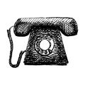 Old retro telephone vintage hand drawn illustration Royalty Free Stock Photo
