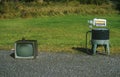 Old retro television and washing machine, Royalty Free Stock Photo