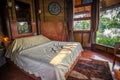 Old retro Thai style of wooden bedroom Royalty Free Stock Photo