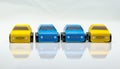 Old retro toy cars on white background. Colorful objects Royalty Free Stock Photo