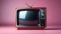 Old retro TV, vintage 50s television in pink color Royalty Free Stock Photo