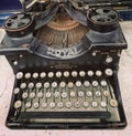 Old retro typewriter in closeup