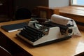Old retro typewriter on the wooden desk Royalty Free Stock Photo