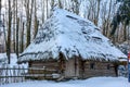 Old retro ukrainian house in winter village