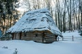 Old retro ukrainian house in winter village