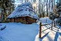 Old retro ukrainian house in winter village