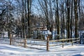 Old retro ukrainian house in winter village