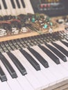 Old retro unnecessary faulty musical synthesizer Royalty Free Stock Photo