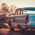 Old retro or vintage car back side. Vintage effect processing Royalty Free Stock Photo