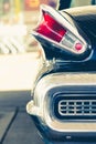 Old retro vintage classic black chromed car park at petrol station in Woking UK. Royalty Free Stock Photo