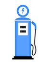 Old retro and vintage fuel station with outlet to charge electric vehicle
