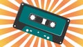 Old retro vintage green music audio cassette for audio tape recorder with magnetic tape from 70s, 80s, 90s against the background Royalty Free Stock Photo