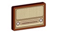 Old retro vintage music radio from the 70s, 80s, 90s on a white background. Vector illustration Royalty Free Stock Photo