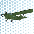 Old retro vintage piston engine biplane airliner. Vector illustration.