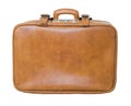 Old retro vintage 50s suitcase old case travel luggage, brown leather skin baggage bag Royalty Free Stock Photo