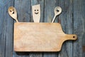 Old retro vitnage empty cutting board fun food concept Royalty Free Stock Photo