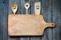 Old retro vitnage empty cutting board fun food concept Royalty Free Stock Photo