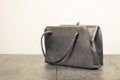 Old retro women leather bag. Vintage style photo