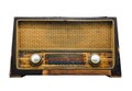 Clipping path, old retro wooden radio receiver isolated on white background Royalty Free Stock Photo