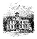 The Old Rhode Island State House vintage illustration Royalty Free Stock Photo