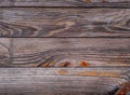 Old rich wood grain texture with knots. Vintage wooden background. Gray with orange boards. Timber fence, desk surface Royalty Free Stock Photo