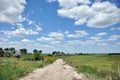 old road blue sky with white clouds and