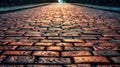 Old road brick pavement background. Generative AI