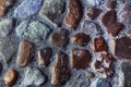 Old road made of stones. Cobbled city street Royalty Free Stock Photo