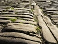 Old road pavement with layed stones