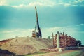 Old roadworking construction of bridge instagram stile Royalty Free Stock Photo