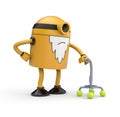 Old robot with a crutch Royalty Free Stock Photo