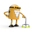 Old robot with a crutch Royalty Free Stock Photo
