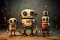 old robot family technology AI generated